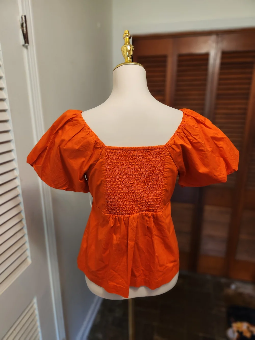 Old Navy Orange Puff-Sleeve Scoop Neck Blouse